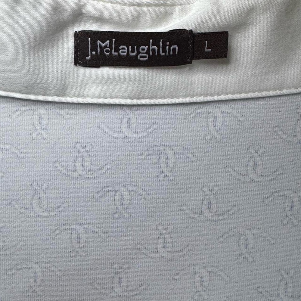 J Mclaughlin Women’s Office Chic Grey Button-Down Horseshoe Print Blouse — LARGE - Picture 2 of 7